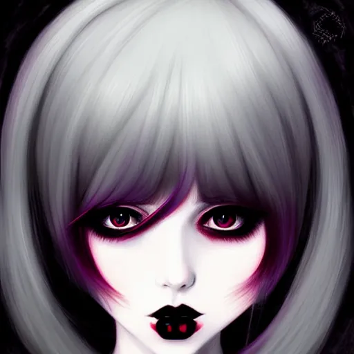 Prompt: portrait of beautiful goth girl art by kuvshinov ilya