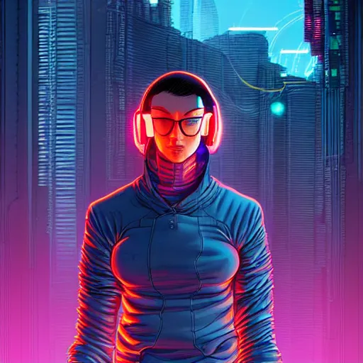 Image similar to a clever cyberpunk hacker, centered in the frame, cyberpunk concept art by Jean Giraud and josan gonzales, digital art, highly detailed, intricate, sci-fi, sharp focus, Trending on Artstation HQ, deviantart, 4K UHD image