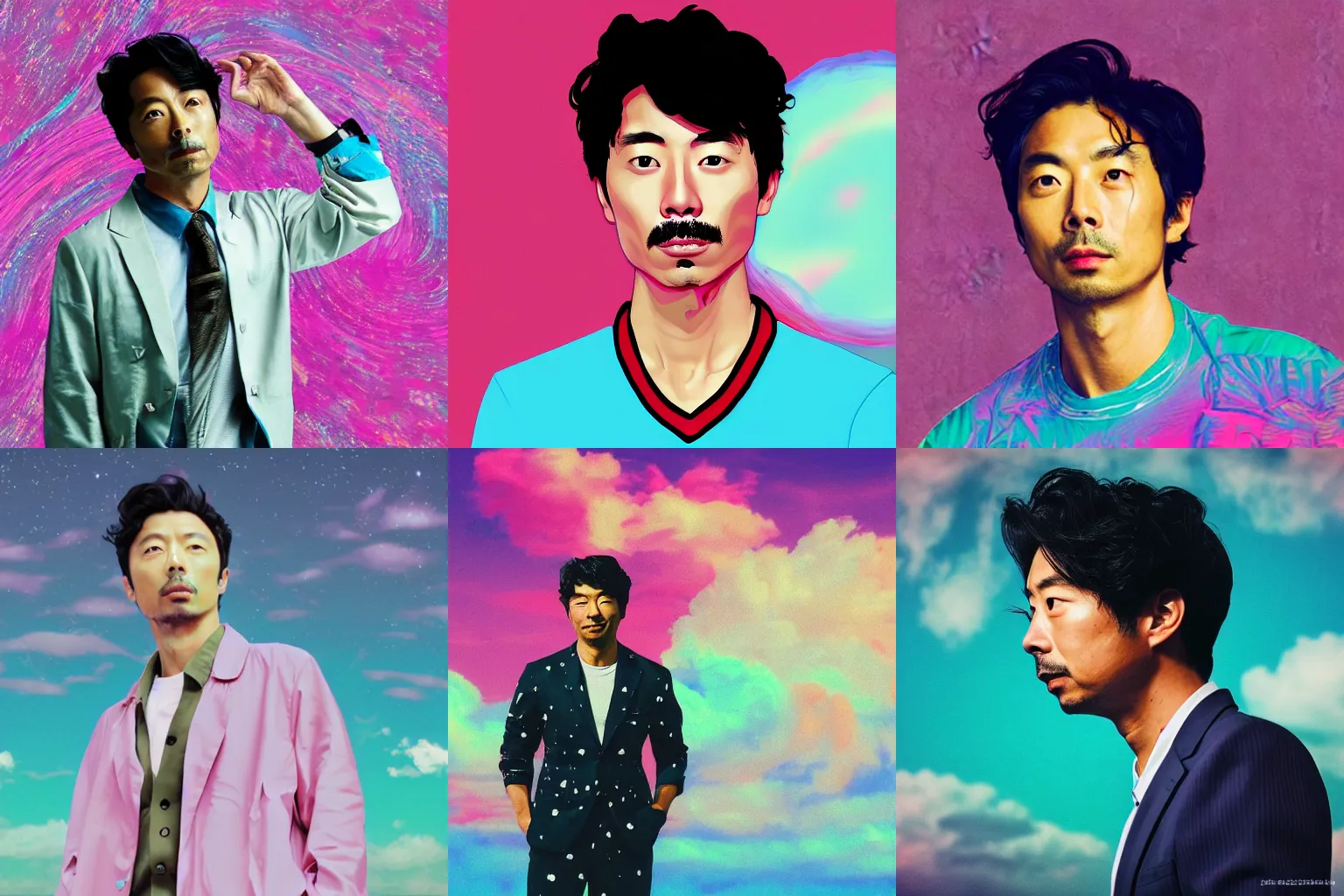 Prompt: gong yoo portrait, 8 0 ’ s style, vaporwave