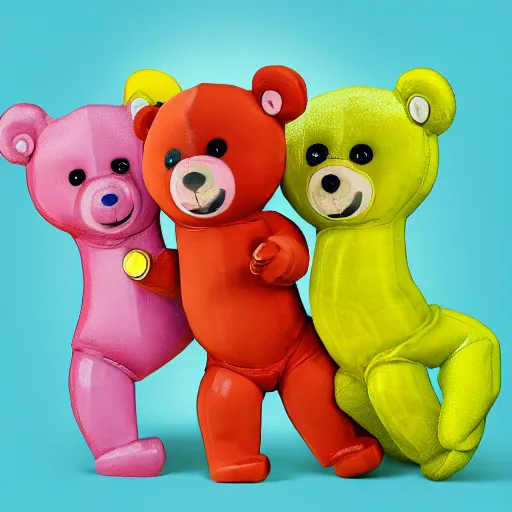 Image similar to Scientists teddy bears mixing sparkling chemicals in the style of 90s cartoons