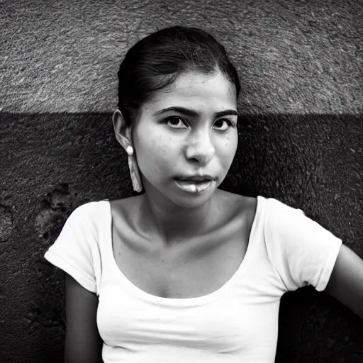 Prompt: photo portrait Brazilian young woman well dressed, street photo awards