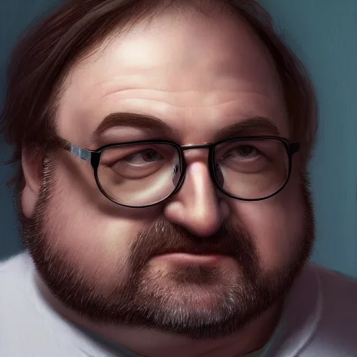 Image similar to gabe newell in the sopranos, au naturel, hyper detailed, digital art, trending in artstation, cinematic lighting, studio quality, smooth render, unreal engine 5 rendered, octane rendered, art style by klimt and nixeu and ian sprigger and wlop and krenz cushart