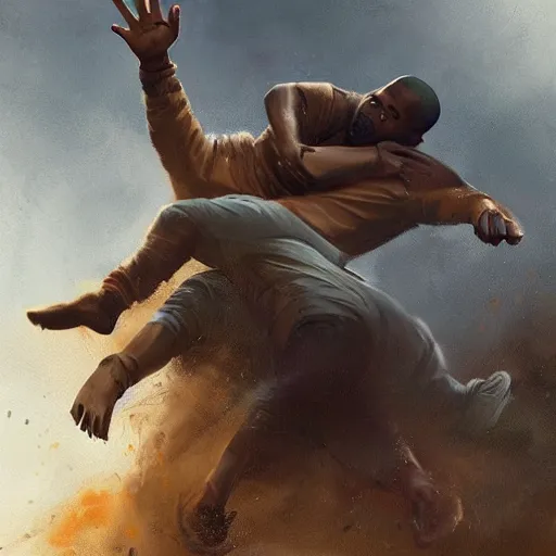 Prompt: a beautiful painting of Kanye West throwing pete davidson into a grave, by greg rutkowski and kalin popov , trending on artstation hd