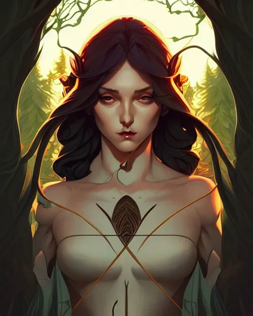 Prompt: artgerm, joshua middleton comic cover art, full body pretty female elven wood elf, symmetrical eyes, symmetrical face, long curly black hair, beautiful forest, rim lighting