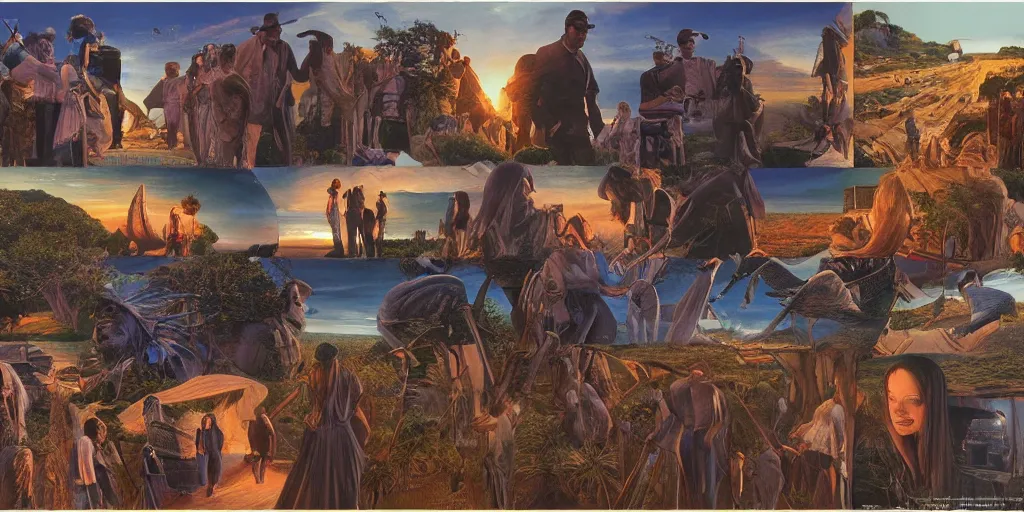 Prompt: Concept Art of cinematography of Terrence Malick film by Greg Hildebrandt