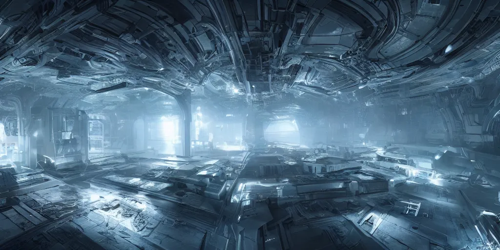 Image similar to gods basement filled with tech alien structures, divine, bright light, 8 k photography, cinematic light, award winning, artstation