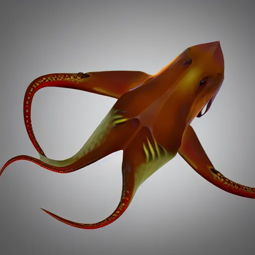 Image similar to low poly render of a giant squid monster