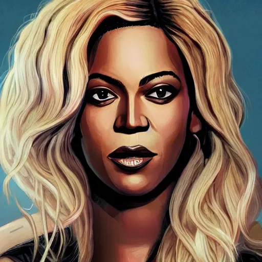 Prompt: Beyonce, highly detailed, portait, character art by Fiona Staples.