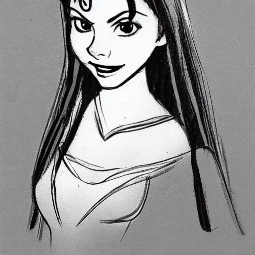 Image similar to milt kahl sketch of victoria justice as princess padme from star wars episode 3