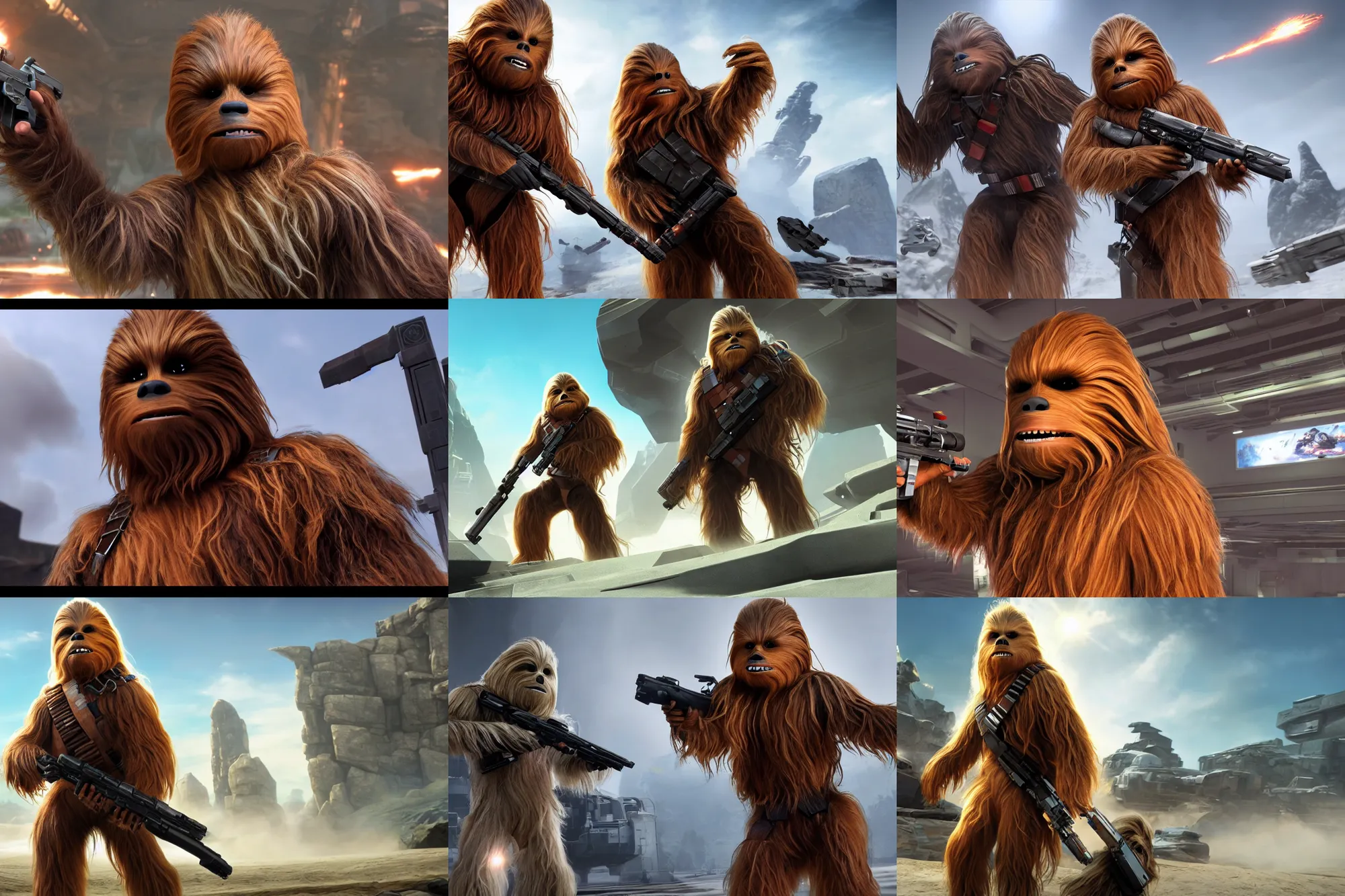 Prompt: a promotional gameplay screenshot of chewbacca in the video game among us. 3 d rendering. very detailed