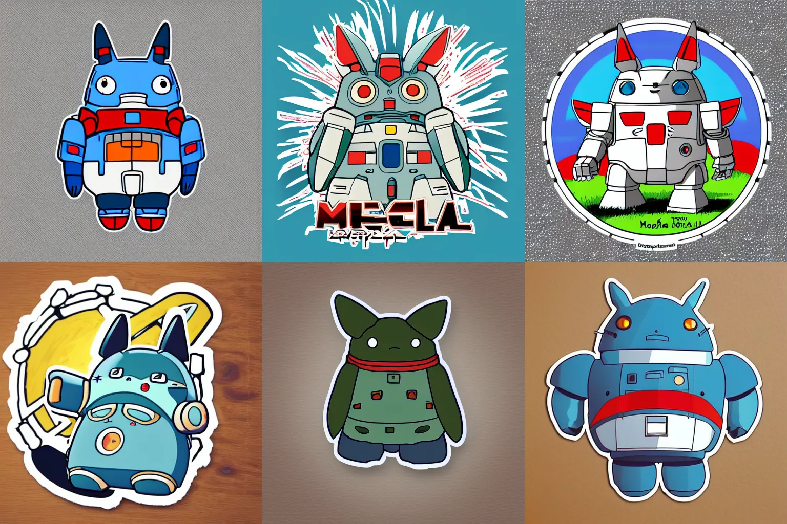 Prompt: mecha hello gundam Totoro Ghibli vector art sticker design