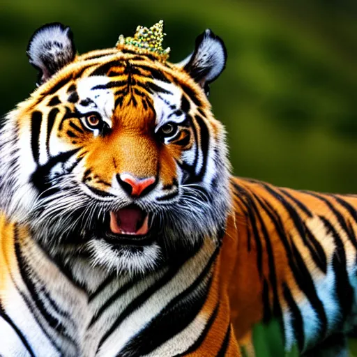 Image similar to a tiger wearing a crown