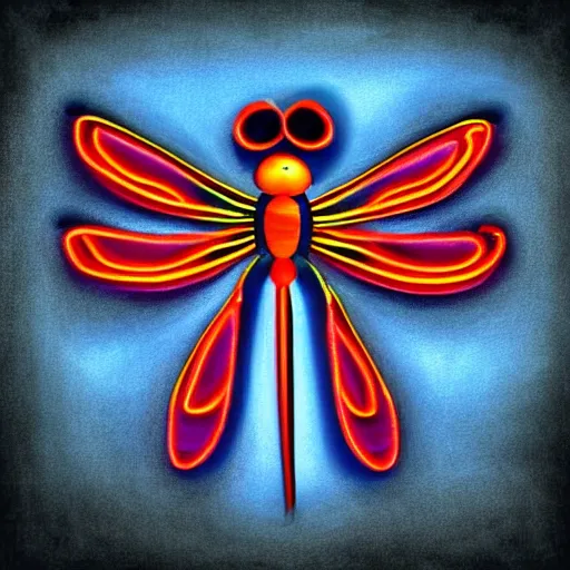 Prompt: a painted neon art dragonfly symmetrical high resolution fantasy