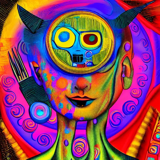 Image similar to paint surrealist 💃🤖, psychedelic, digital art