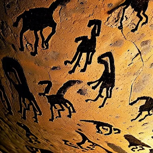 Image similar to great totem, paleolithic cave art