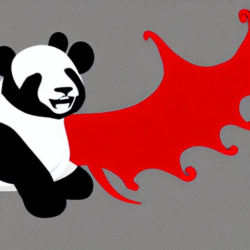 Image similar to vector art of panda with welsh dragon wings and tail, intercrossed, chimera, welsh flag, adobe illustrator