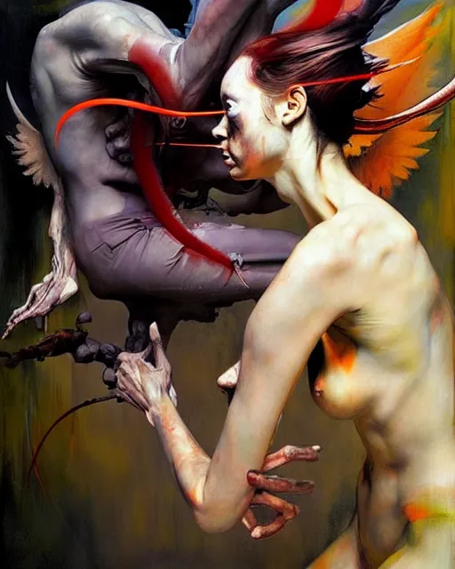 Image similar to angel versus devil, transhumanist speculative evolution, in the style of adrian ghenie, esao andrews, jenny saville, ( ( ( edward hopper ) ) ), surrealism, dark art, by david cronenberg, mariko mori