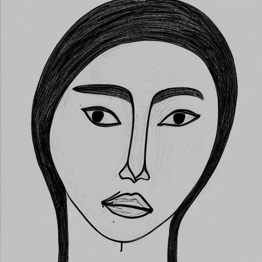 Prompt: minimal face woman hand drawn by one continuous line, art sketch