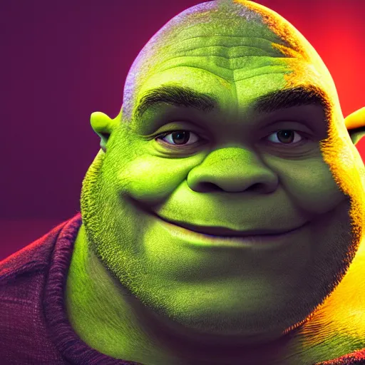 Prompt: portrait painting of shrek, candlelight, 8 k, ultra realistic, lens flare, atmosphere, glow, detailed, intricate, beautiful color, dungeons and dragons, gritty, cinematic lighting, trending on artstation, 4 k, hyperrealistic, focused, extreme details, unreal engine 5, cinematic, masterpiece