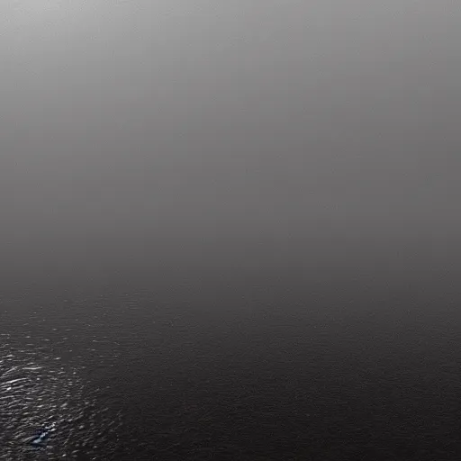 Prompt: black shadowy eyes looking up from the foggy water at viewer, thalassophobia, in silent hill, hyper realistic,