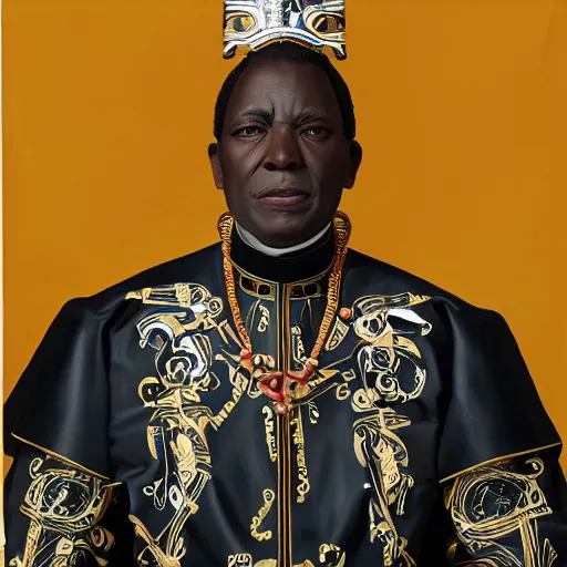 Prompt: a professionally painted portrait of Bishop daddy Bailey, clothed in ancient battle armor, dark skin, dark hair, beautiful bone structure, symmetrical facial features, stunningly beautiful, intricate, elegant, digital painting, smooth, sharp focus, illustration, from Kehinde Wiley and Kara Walker