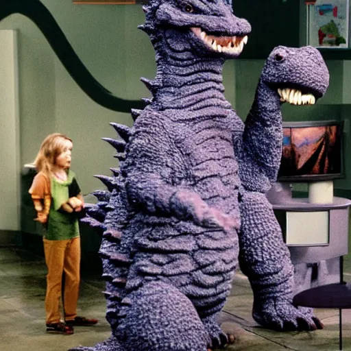 Image similar to Godzilla on Barney and Friends