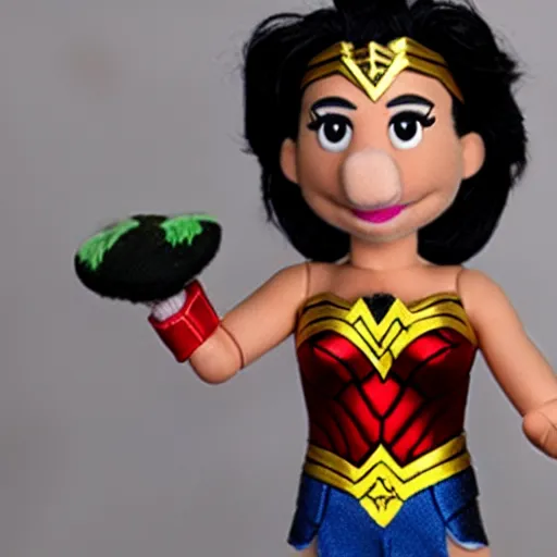 Prompt: wonder woman as a muppet