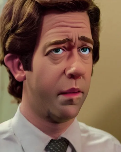 Image similar to jim halpert as a muppet. highly detailed felt. hyper real photo. 4 k.