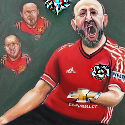 Image similar to a detailed portrait painting of joel glazer from manchester united being humiliated