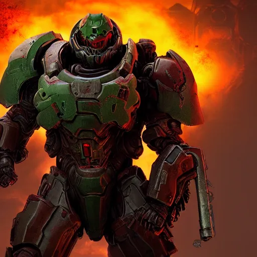 Image similar to doom slayer from doom eternal, photography