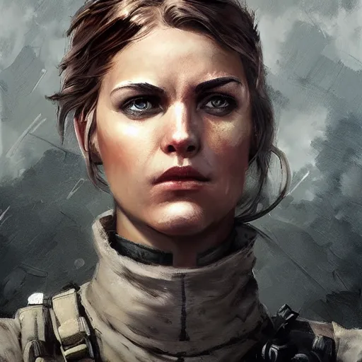 Image similar to portrait of a facist greta, epic, tragic, military art, fantasy, dieselpunk, hd shot, digital portrait, beautiful, artstation, comic style, by artgerm, guy denning, jakub rozalski, magali villeneuve and charlie bowater