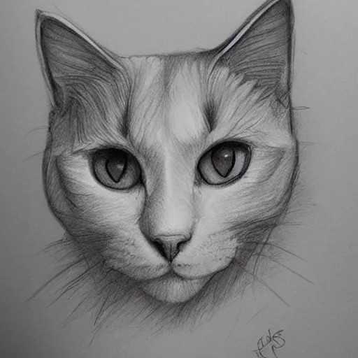 Prompt: beautiful pencil drawing of a cat by the artist loish, flowy lines, done in procreate, very beautiful sketch by loish