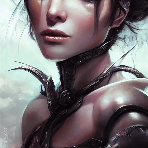 Prompt: a detailed anime face portrait of the queen of blades, a beautiful face, by dorian cleavenger, by krenz cushart, by wlop, by astri lohne, by zdzisław beksinsk