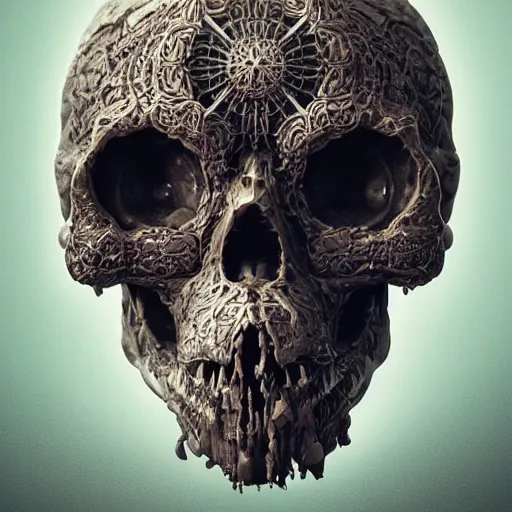 Image similar to portrait_of_a_melting_skull._intricate_abstract._intricate_artwork._by_Tooth_Wu_wlop_beeple_dan_mumford._octane_render_trending_on_artstat