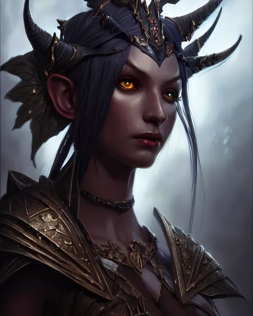 Image similar to dark elf princess, highly detailed, d & d, fantasy, highly detailed, digital painting, trending on artstation, concept art, sharp focus, illustration, global illumination, shaded, art by artgerm and greg rutkowski and fuji choko and viktoria gavrilenko and hoang lap