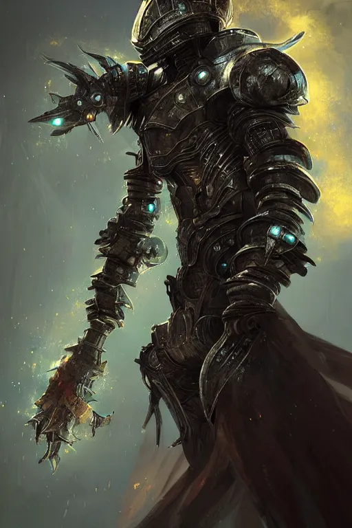Prompt: Cybernetic Noxious Gas Armor, fantasy, magic, digital art by WLOP, highly detailed, illustration, bossfight, darksouls
