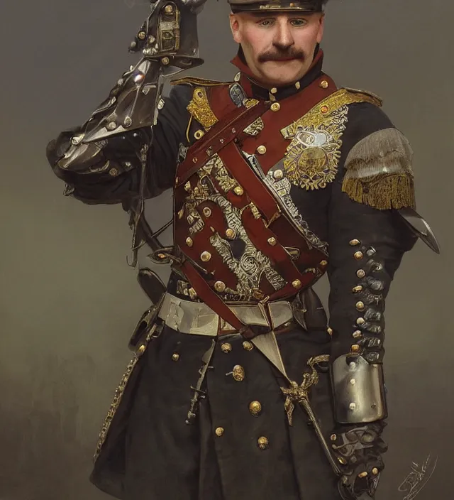 Prompt: portrait of an bavarian man wearing a traditional nineteenth century bavarian empire military uniform, metal shoulder pauldrons, intricate, highly detailed, digital painting, artstation, concept art, sharp focus, cinematic lighting, illustration, art by artgerm and greg rutkowski, alphonse mucha, cgsociety