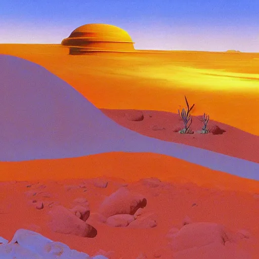 Image similar to martian landscape by Roger Dean