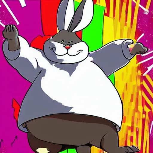 Prompt: big chungus dancing at a party