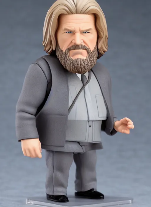 Prompt: jeff bridges, a nendoroid of jeff bridges figurine, bathrobe, the big lebowski, realistic face, detailed product photo