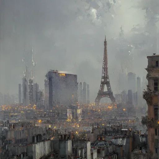 Prompt: large buildings in paris, by greg rutkowski, oil on canvas