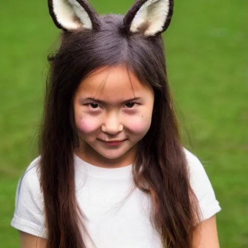 Image similar to a young girl with a fox head