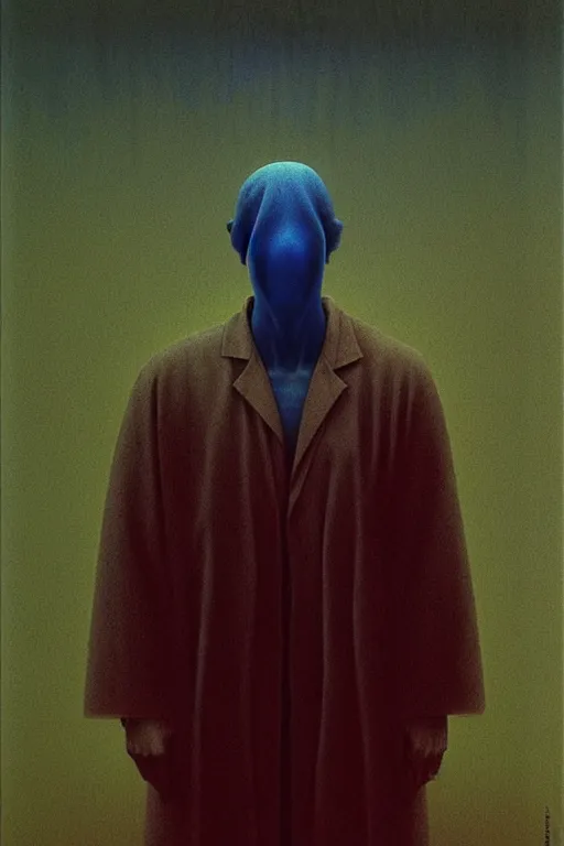 Image similar to portrait of lab coat without a person wearing it, by zdzislaw beksinski, by dariusz zawadzki, artbook, tone mapped, deep blues, shiny, soft lighting