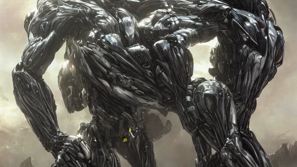 Image similar to crysis nanosuit with powerful biological muscle augmentation, at dusk, painted by tsutomu nihei, painted by artgerm and greg rutkowski