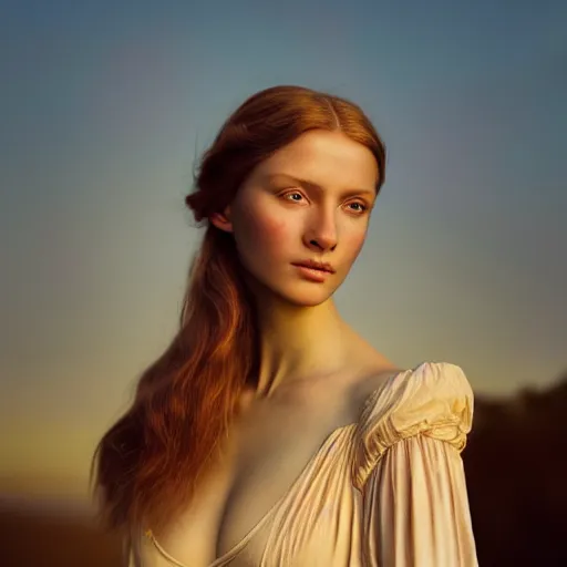 Image similar to photographic portrait of a stunningly beautiful czechoslovakia renaissance female in soft dreamy light at sunset, contemporary fashion shoot, by edward robert hughes, annie leibovitz and steve mccurry, david lazar, jimmy nelsson, breathtaking, 8 k resolution, extremely detailed, beautiful, establishing shot, artistic, hyperrealistic, beautiful face, octane render