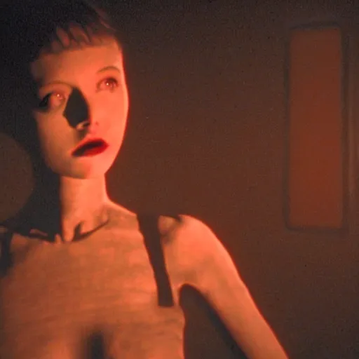 Image similar to movie still of a the alien girl, cinematic composition, cinematic light, by david lynch