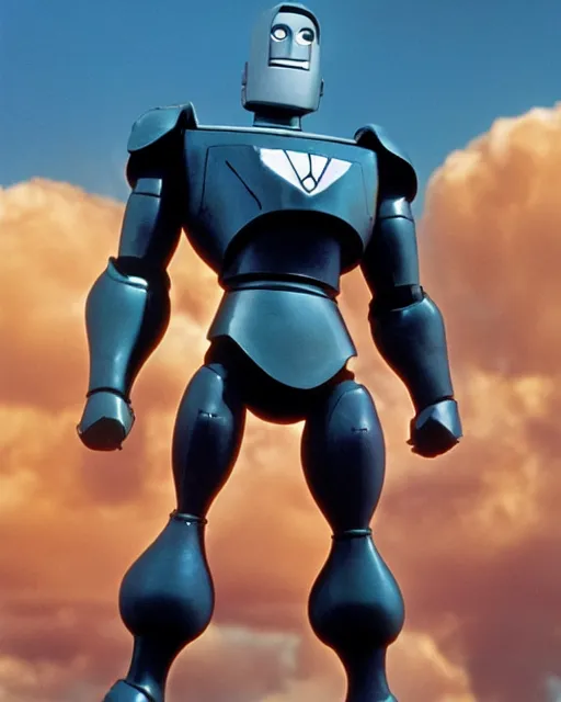 Prompt: Warner Bros. 1999 Iron Giant made of white porcelain, HD photograph