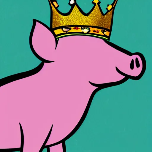 Image similar to pig wearing a crown in the style of my little pony