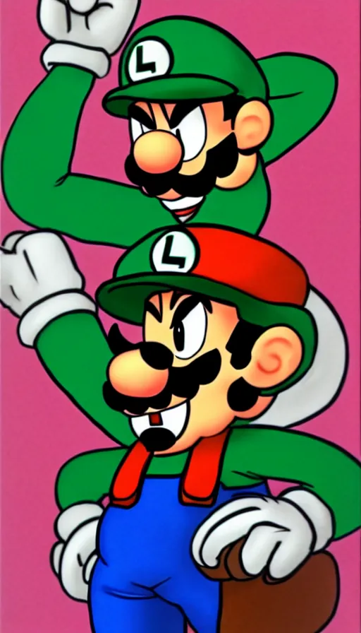 Prompt: gigachad Luigi by Yōichi Kotabe