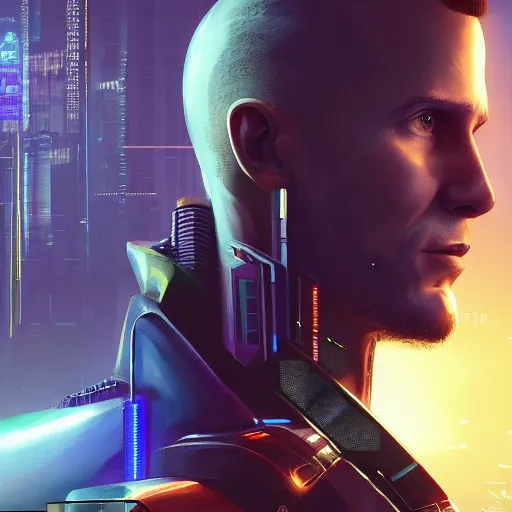 Image similar to nick bostrom portrait in cyberpunk 2 0 7 7 cp 2 0 7 7 3 8 4 0 x 2 1 6 0